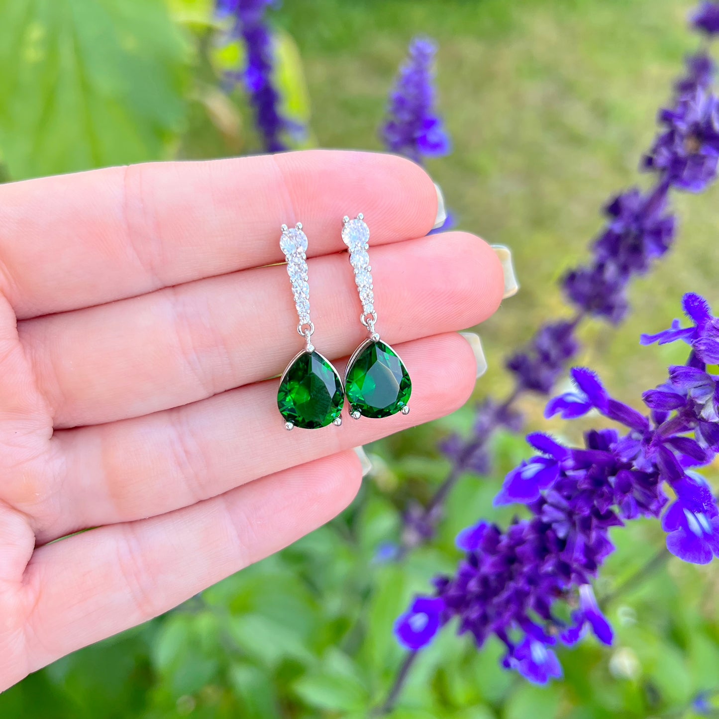 Emerald Pear Earrings