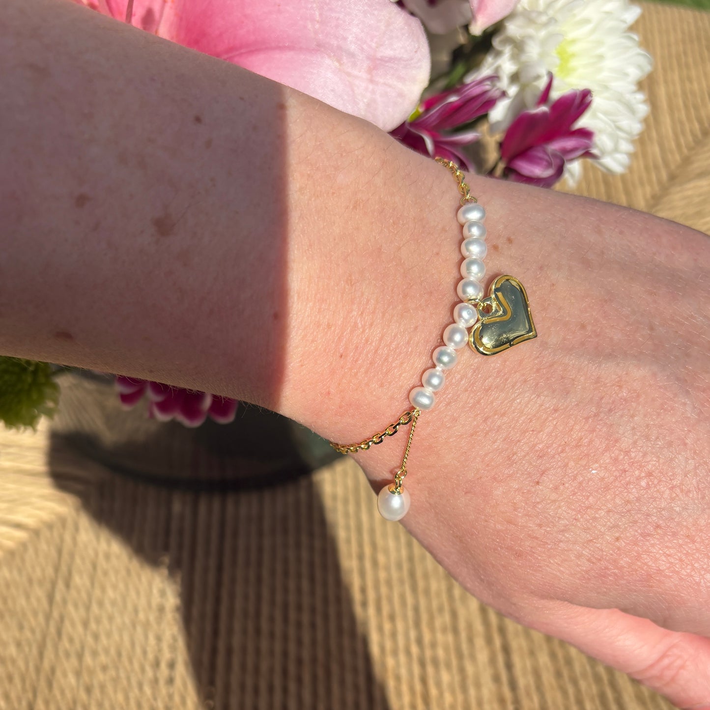 Bridal Heart & Pearl bracelet