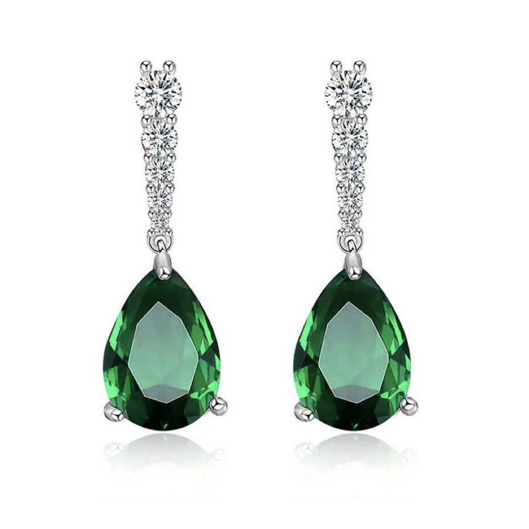 Emerald Pear Earrings
