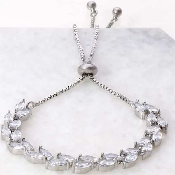 Waterfall Tennis Drawstring Bracelet |Silver