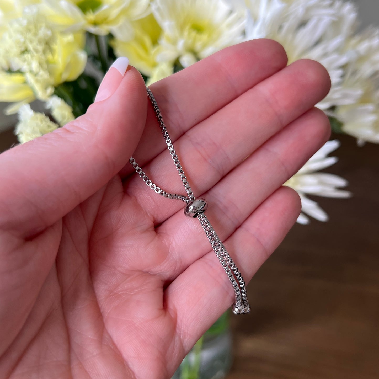 Waterfall Tennis Drawstring Bracelet |Silver